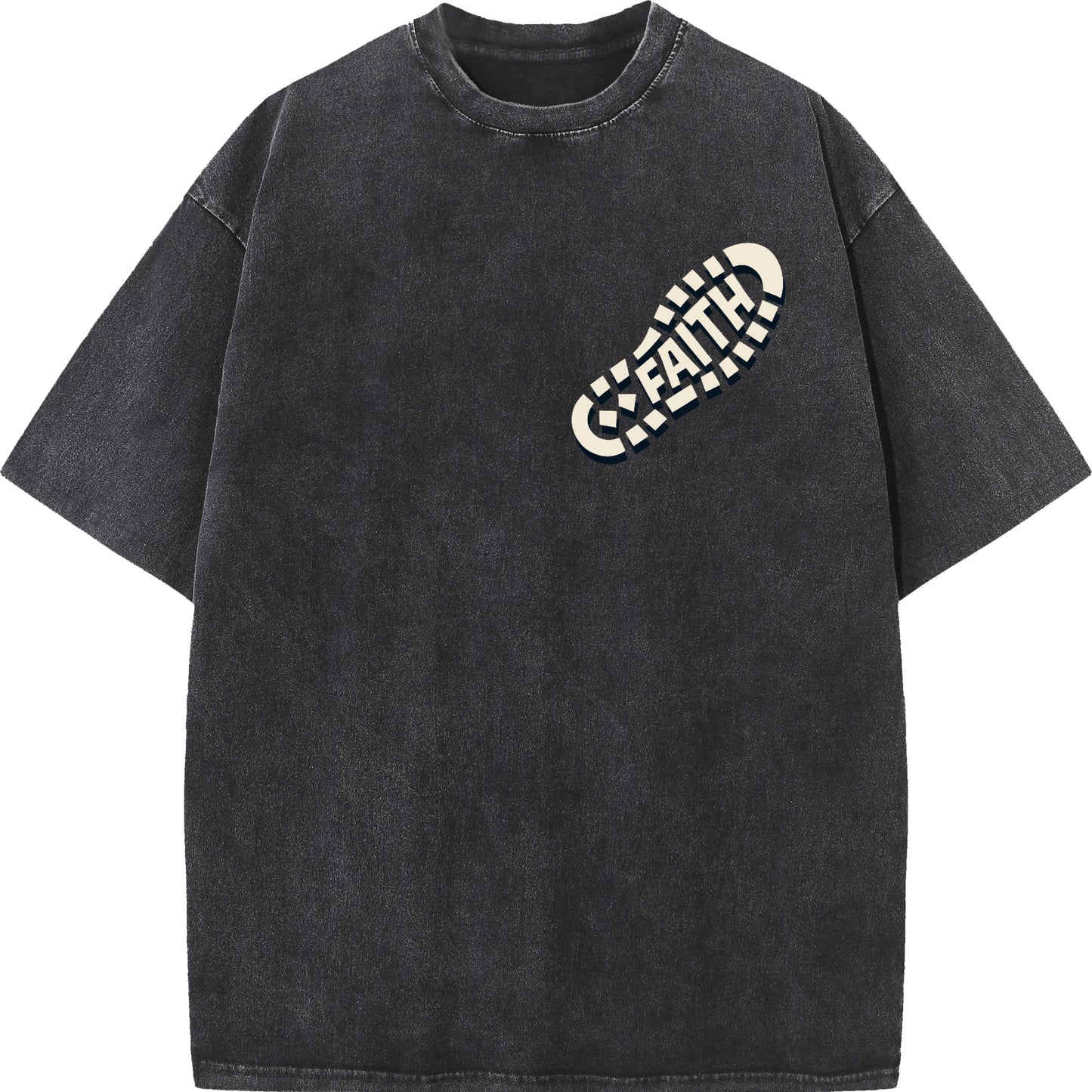 Walk by Faith – Vintage Washed Oversized Christian Streetwear Tee