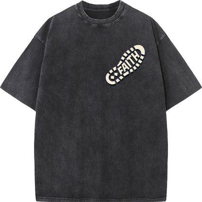 Walk by Faith – Vintage Washed Oversized Christian Streetwear Tee