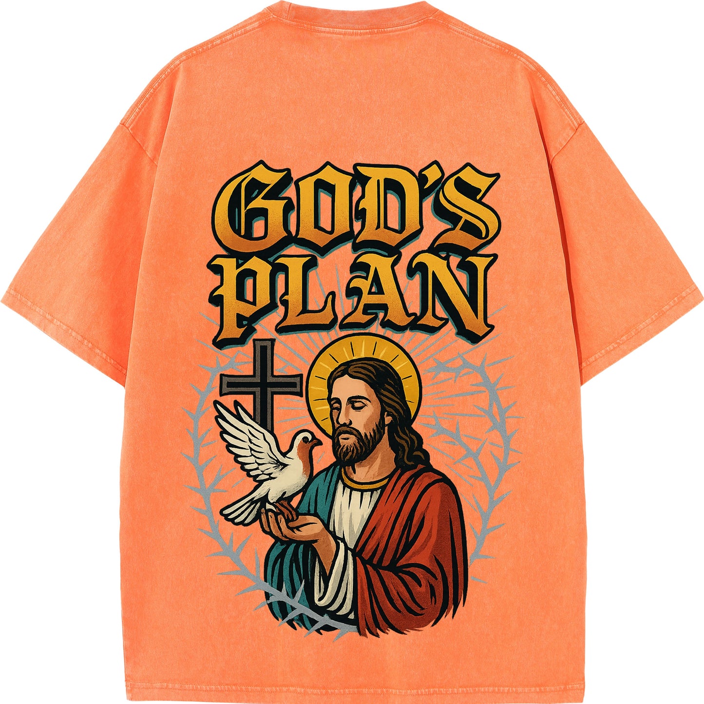 God’s Plan – White Vintage Oversized Christian Faith Tee