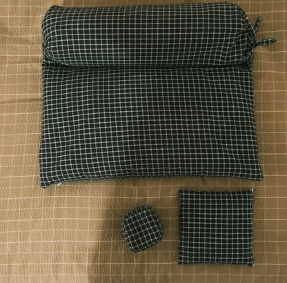 Herbal Granule Cervical Pillow, Hand-Filled Heavy Firm Neck Support with Breathable Plaid Cotton Cover (Drawstring), Suitable for Cervical Relaxation, Neck Pain Relief, Firm-Pillow Sleepers