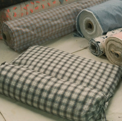 Herbal Granule Cervical Pillow, Hand-Filled Heavy Firm Neck Support with Breathable Plaid Cotton Cover (Drawstring), Suitable for Cervical Relaxation, Neck Pain Relief, Firm-Pillow Sleepers