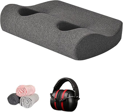 Double Hole Ear Pillow, Perforated Single Ear Pillow with Sound Isolating Earmuffs and 1 Pc Replacement Pillowcase, Suitable for Ear Pain Relief, Ear Pressure Sores, Side Sleepers