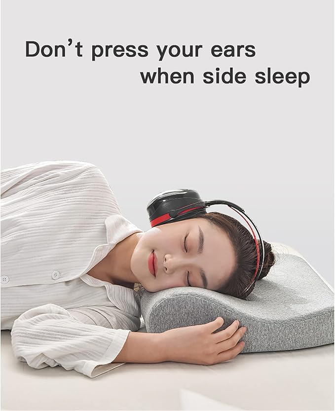 Double Hole Ear Pillow, Perforated Single Ear Pillow with Sound Isolating Earmuffs and 1 Pc Replacement Pillowcase, Suitable for Ear Pain Relief, Ear Pressure Sores, Side Sleepers