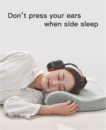 Double Hole Ear Pillow, Perforated Single Ear Pillow with Sound Isolating Earmuffs and 1 Pc Replacement Pillowcase, Suitable for Ear Pain Relief, Ear Pressure Sores, Side Sleepers