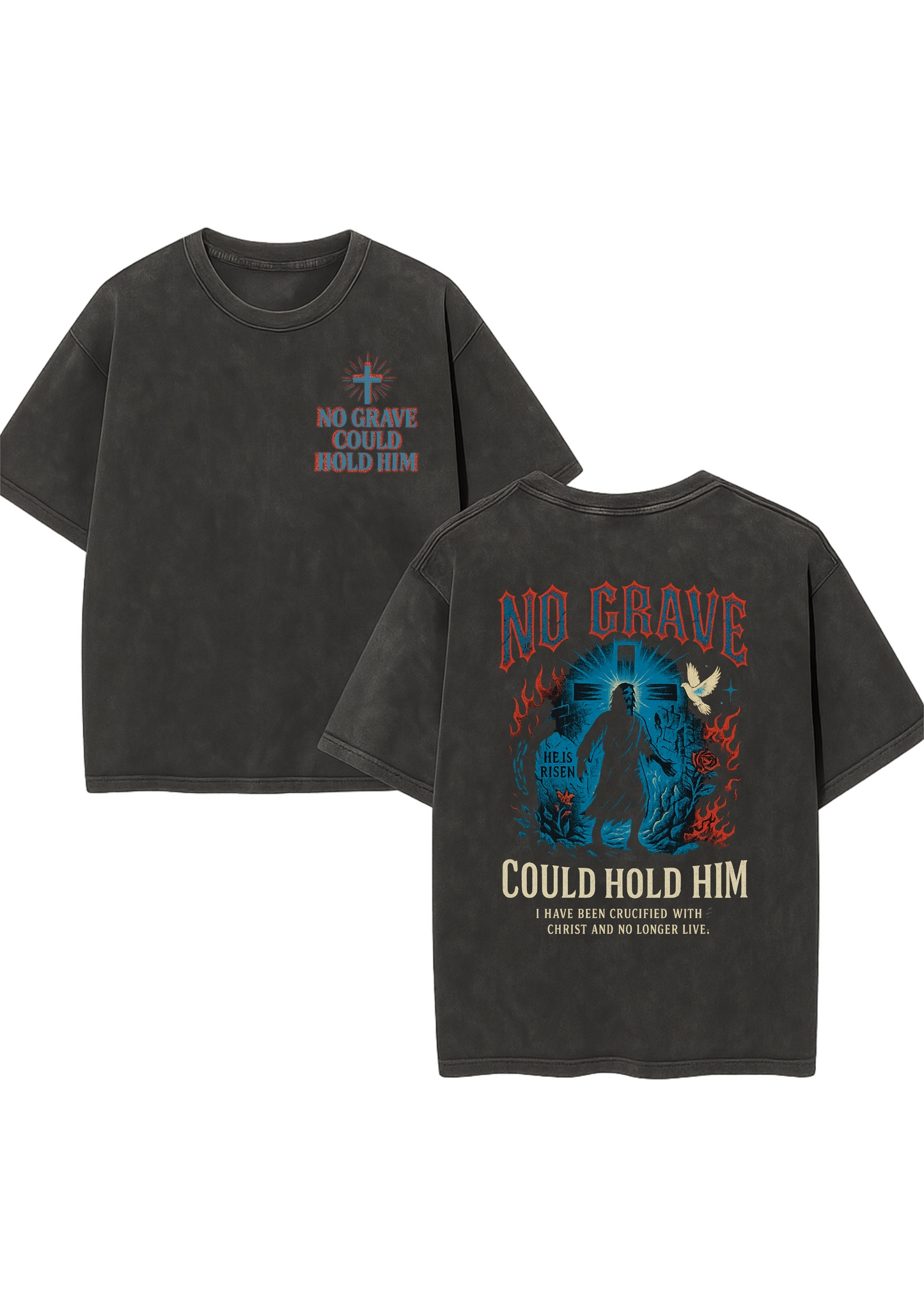 No Grave Could Hold Him – Vintage Washed Christian Resurrection Tee